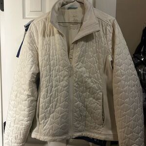 L.L. Bean Women's Off-White Quilted Puffer Jacket.